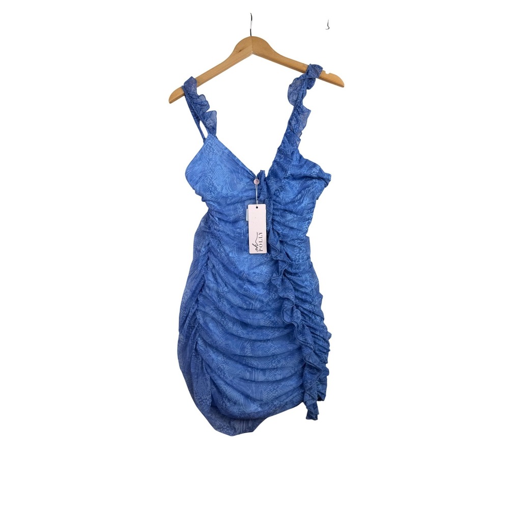 New Oh Polly Bodycon Ruched Dress‎ size 8 Blue